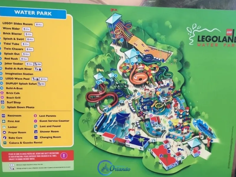 Mapa do parque aquático legoland