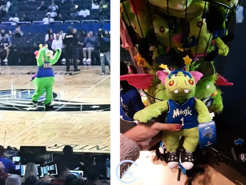 Stuff: Mascote do Orlando Magic. É difícil tirar foto dele porque ele não para quieto!Atividades nos Jogos: Nos jogos do Orlando Magic, Stuff não passa despercebido. Ele realiza acrobacias, interage com os fãs e distribui brindes na arquibancada, o que eleva a experiência de assistir a uma partida de basquete, que, como já dissemos, é muito mais que isso.